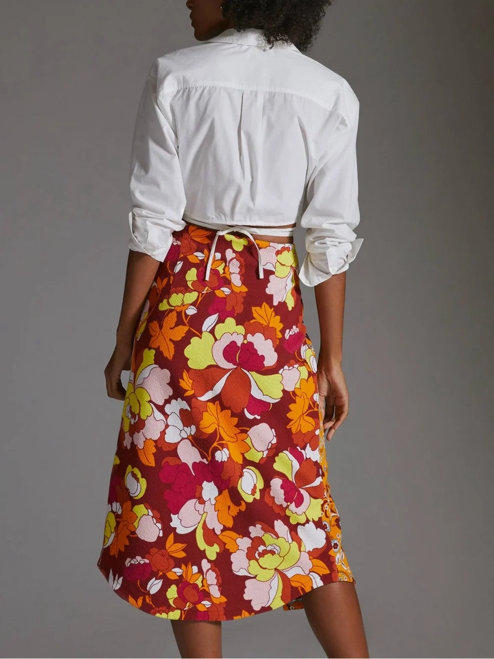Anthropologie Maeve Button-Front Cutout Floral Patchwork Midi Skirt. Size XXS